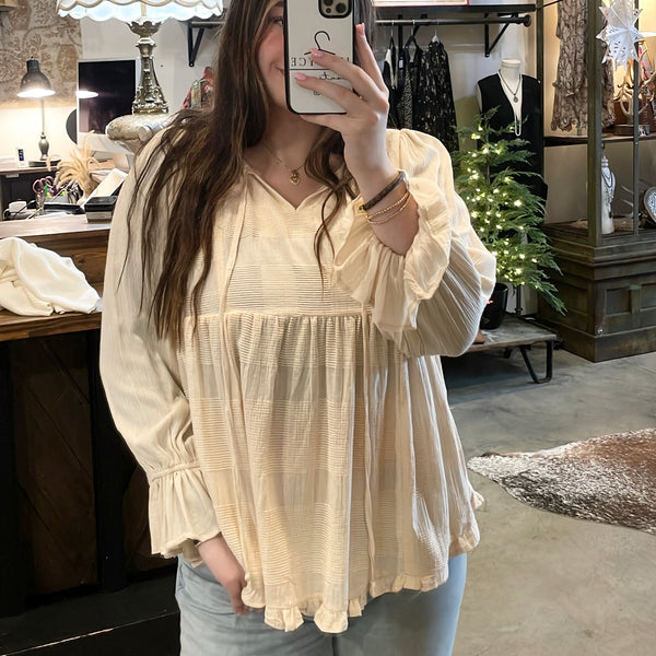 U Oatmeal Pesant Blouse