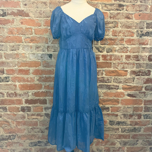 Blue Floral Textured Dress