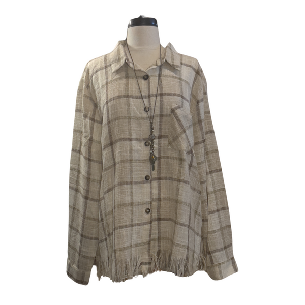BB Cotton Gauze Frayed Hem Top