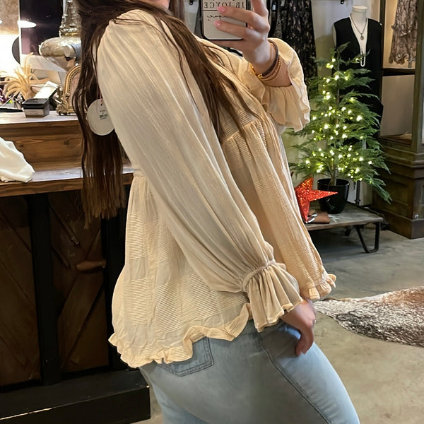 U Oatmeal Pesant Blouse