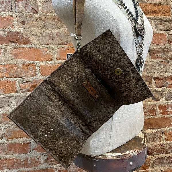 LV GRAY AND SILVER FOIL COWHIDE WRISTLET