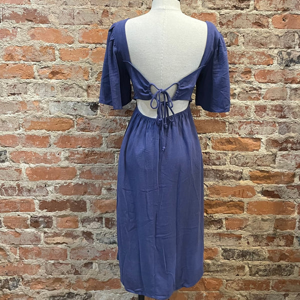 UMGEE BLUE DRESS SHORT SLEEVE WITH SMOCKING AT THE CHEST