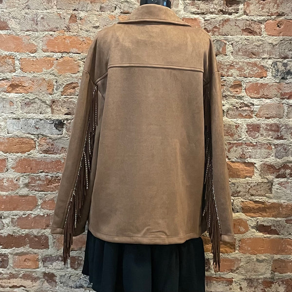 Brown Rhinestone Fringe Jacket