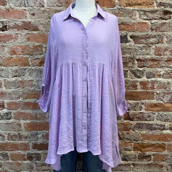UMGEE LIGHT PURPLE 3/4 SLEEVE HIGH LOW FRONT AND BACK