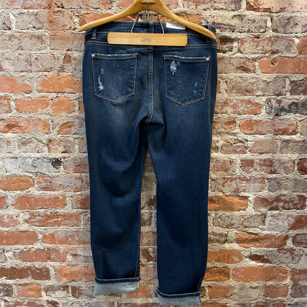 JB Dark Mid Rise Boyfriend FIT Jeans With Holes