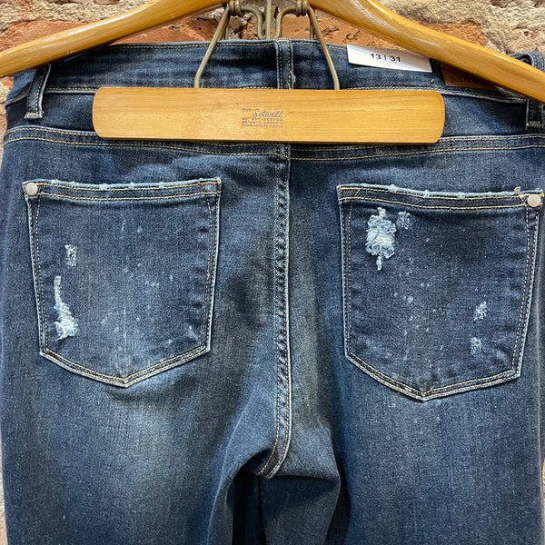 JB Dark Mid Rise Boyfriend FIT Jeans With Holes