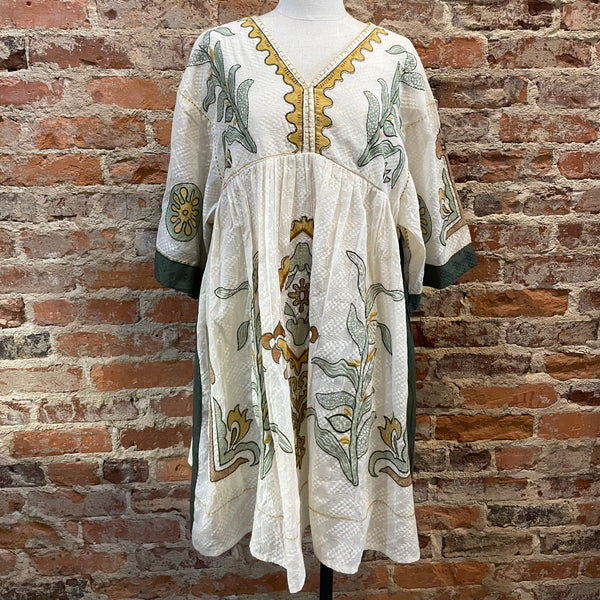 Boho Cream Embroidered Dress