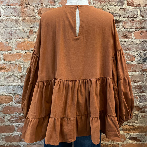 MP Goldie Flounce Top - Rust