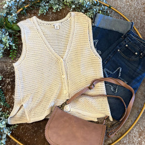 Maribel Button Down Crochet Vest