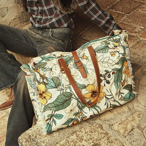 MYRA Lovely Florals Weekender Bag In Light Green