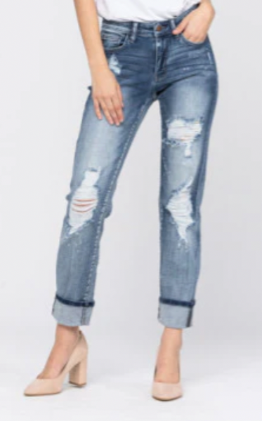 JB Light Wash Boyfriend Fit Jeans With Holes