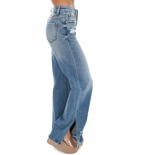 RISEN Wide Leg Slit Jeans