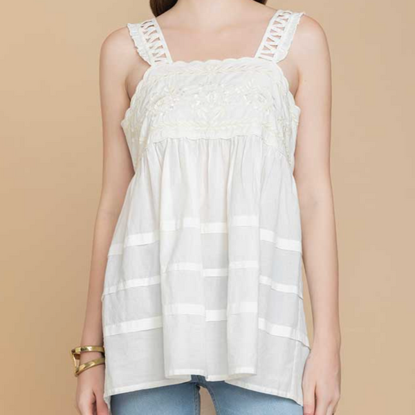 BOHERA Marla June Embroidered Baby Doll Top