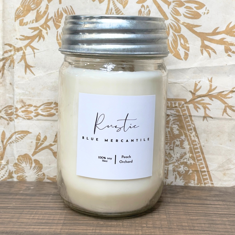 RUSTIC BLUE CANDLE - Peach Orchid