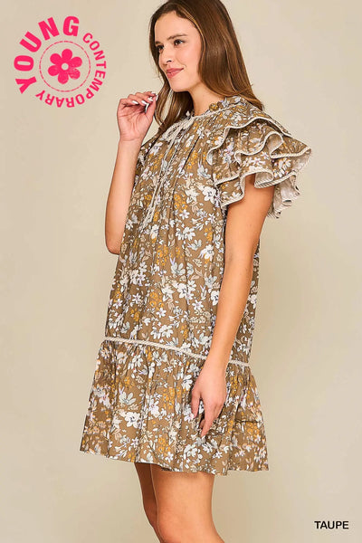 Fall Floral Ruffle Sleeve