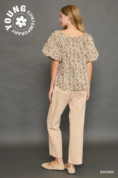 Lace Tie Brown Top