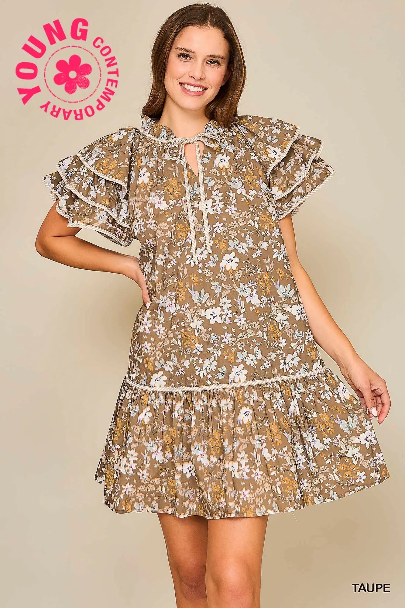 Fall Floral Ruffle Sleeve